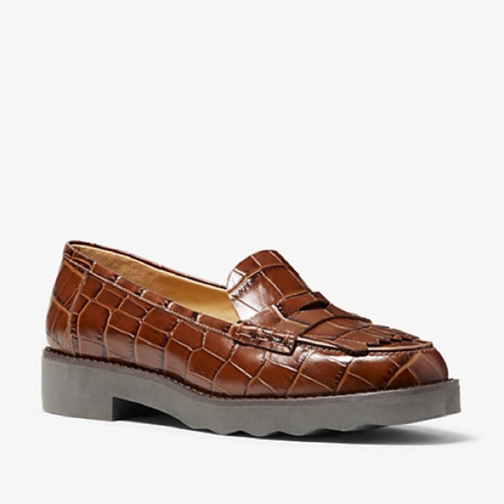 Michael Kors | Alberta Crocodile-Embossed Leather Kiltie Loafer